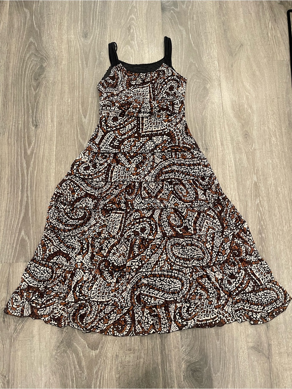 Jones New York Brown and Black Paisley Midi/Maxi Dress